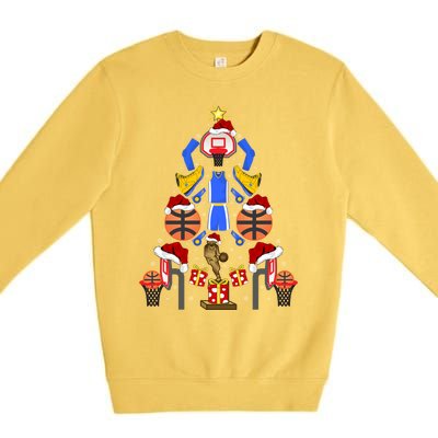 Basketball Sports Xmas Lighting Tree Basketball Christmas Cool Gift Premium Crewneck Sweatshirt