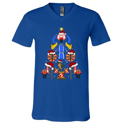 Basketball Sports Xmas Lighting Tree Basketball Christmas Cool Gift V-Neck T-Shirt