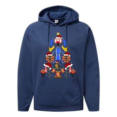 Basketball Sports Xmas Lighting Tree Basketball Christmas Cool Gift Performance Fleece Hoodie