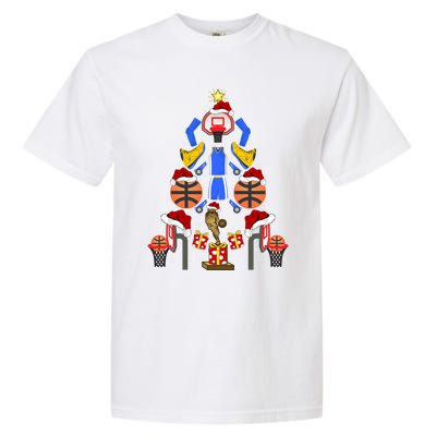 Basketball Sports Xmas Lighting Tree Basketball Christmas Cool Gift Garment-Dyed Heavyweight T-Shirt