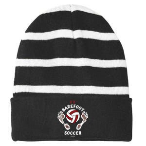 Barefoot Soccer X Striped Beanie with Solid Band