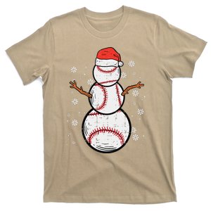 Baseball Snowman Xmas Christmas Sports Funny Funny T-Shirt