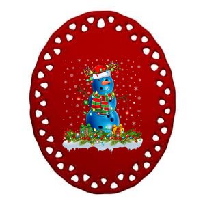 Bowling Snow Xmas Lighting Santa Bowling Ball Christmas Gift Ceramic Oval Ornament