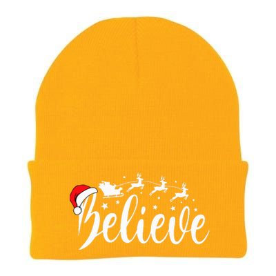 Believe Santa Xmas Pajama Funny Christmas Vibes Knit Cap Winter Beanie