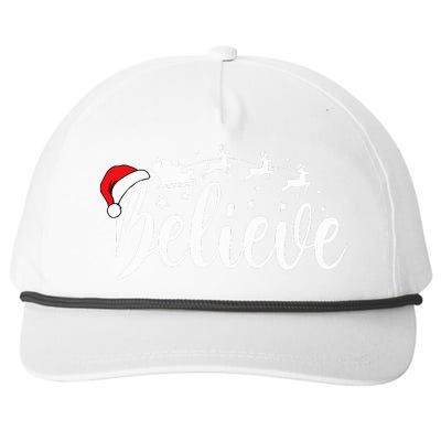 Believe Santa Xmas Pajama Funny Christmas Vibes Snapback Five-Panel Rope Hat