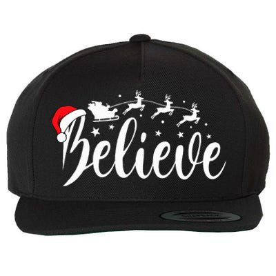 Believe Santa Xmas Pajama Funny Christmas Vibes Wool Snapback Cap