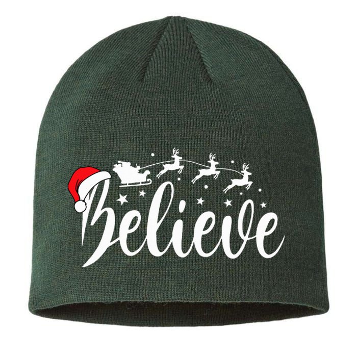 Believe Santa Xmas Pajama Funny Christmas Vibes Sustainable Beanie