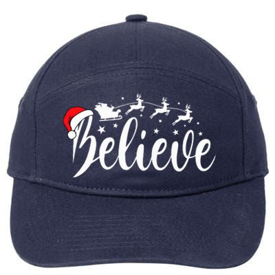 Believe Santa Xmas Pajama Funny Christmas Vibes 7-Panel Snapback Hat