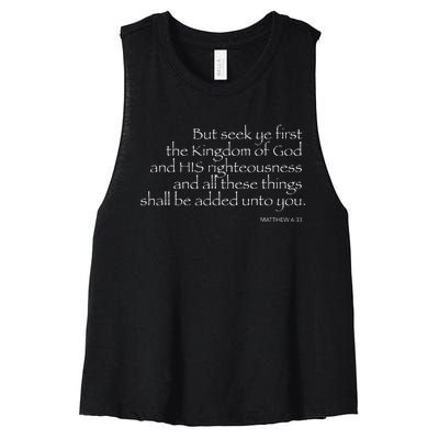 But Seek Ye FIRST... MATTHEW 633 Women's Racerback Cropped Tank