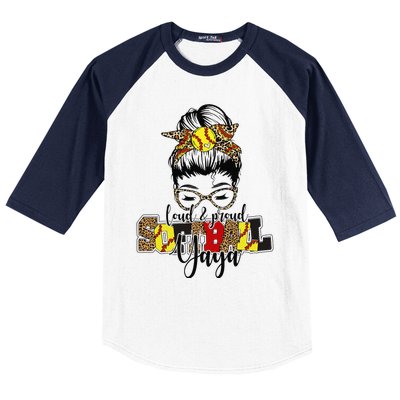 Bleached Softball Yaya Leopard Messy Bun Funny Mothers Day Baseball Sleeve Shirt