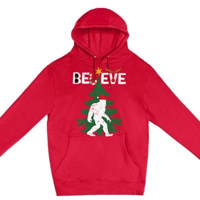 Bigfoot Sasquatch Yeti Santa Hat Christmas Sleepwear Premium Pullover Hoodie