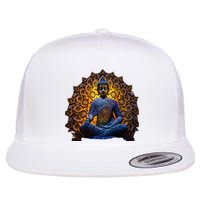 Buddha Statue Yoga Buddhist Zen Buddhism Meditation Flat Bill Trucker Hat