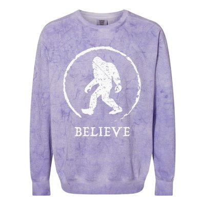 Bigfoot Sasquatch Yeti Believe Colorblast Crewneck Sweatshirt