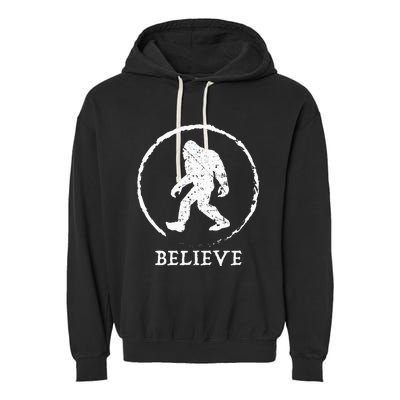 Bigfoot Sasquatch Yeti Believe Garment-Dyed Fleece Hoodie