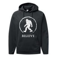 Bigfoot Sasquatch Yeti Believe Performance Fleece Hoodie