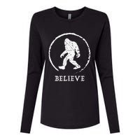 Bigfoot Sasquatch Yeti Believe Womens Cotton Relaxed Long Sleeve T-Shirt