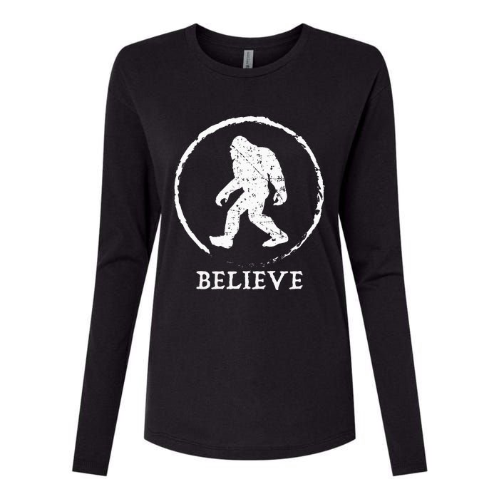 Bigfoot Sasquatch Yeti Believe Womens Cotton Relaxed Long Sleeve T-Shirt