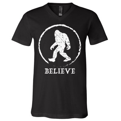 Bigfoot Sasquatch Yeti Believe V-Neck T-Shirt