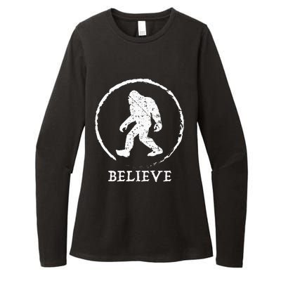 Bigfoot Sasquatch Yeti Believe Womens CVC Long Sleeve Shirt