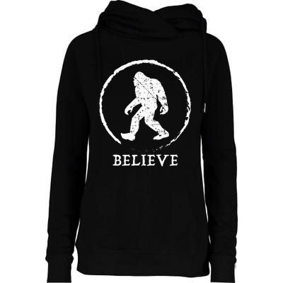 Bigfoot Sasquatch Yeti Believe Womens Funnel Neck Pullover Hood