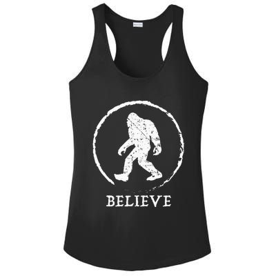 Bigfoot Sasquatch Yeti Believe Ladies PosiCharge Competitor Racerback Tank