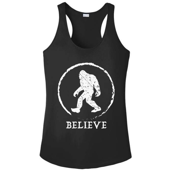 Bigfoot Sasquatch Yeti Believe Ladies PosiCharge Competitor Racerback Tank