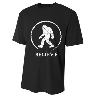 Bigfoot Sasquatch Yeti Believe Performance Sprint T-Shirt