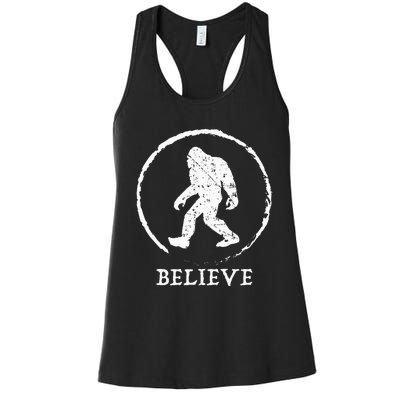 Bigfoot Sasquatch Yeti Believe Women's Racerback Tank