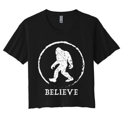 Bigfoot Sasquatch Yeti Believe Women's Crop Top Tee