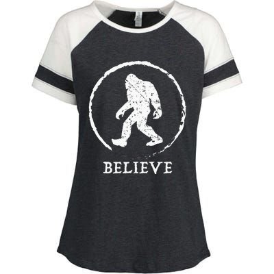 Bigfoot Sasquatch Yeti Believe Enza Ladies Jersey Colorblock Tee