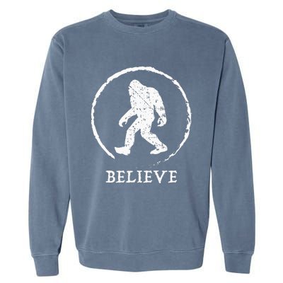 Bigfoot Sasquatch Yeti Believe Garment-Dyed Sweatshirt