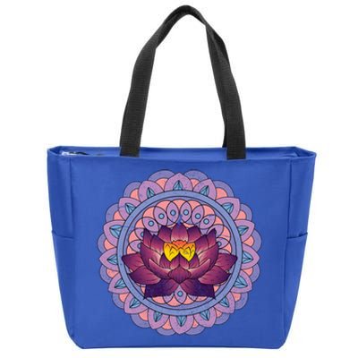 Buddhist Spiritual Yoga Art Flower Blossom Lotus Dala Gift Zip Tote Bag