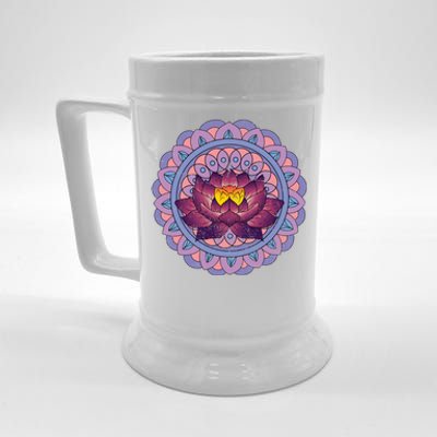 Buddhist Spiritual Yoga Art Flower Blossom Lotus Dala Gift Beer Stein