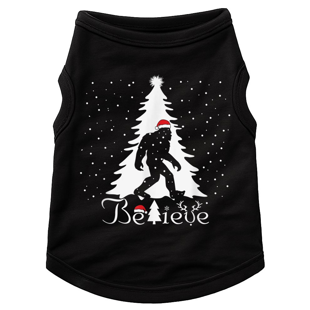 Bigfoot Sasquatch Yeti Believe Santa Hat Christmas Pajamas Doggie Tank