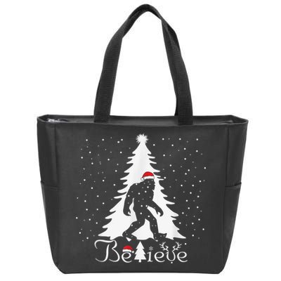 Bigfoot Sasquatch Yeti Believe Santa Hat Christmas Pajamas Zip Tote Bag