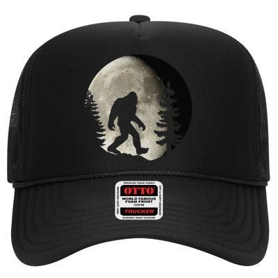 Bigfoot, Sasquatch, Yeti, Moon High Crown Mesh Back Trucker Hat