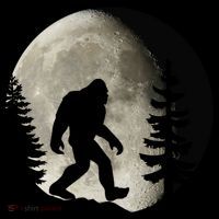 Bigfoot, Sasquatch, Yeti, Moon Button