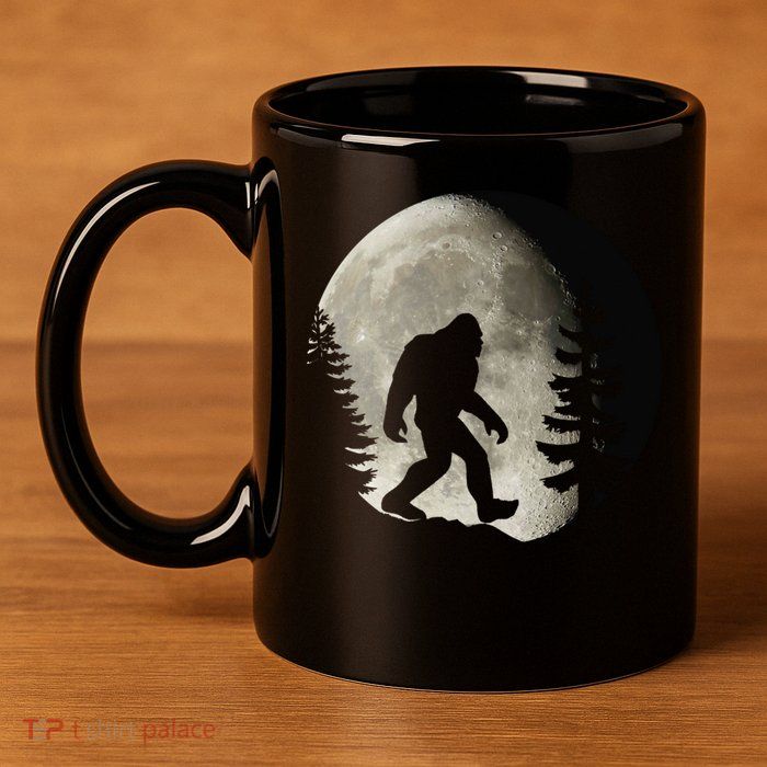 Bigfoot, Sasquatch, Yeti, Moon 11oz C Handle Ceramic Mug