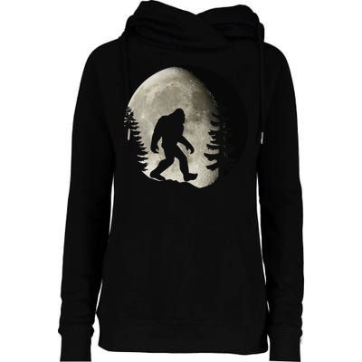 Bigfoot, Sasquatch, Yeti, Moon Womens Funnel Neck Pullover Hood