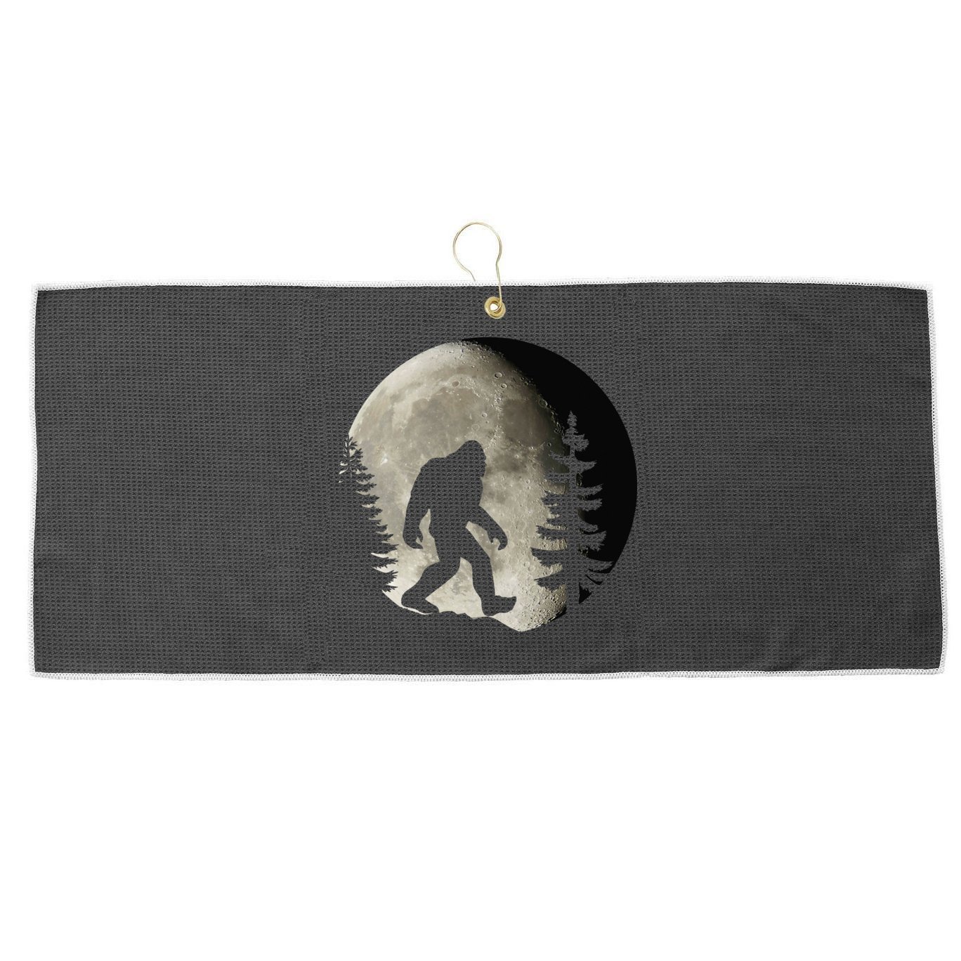 Bigfoot, Sasquatch, Yeti, Moon Large Microfiber Waffle Golf Towel