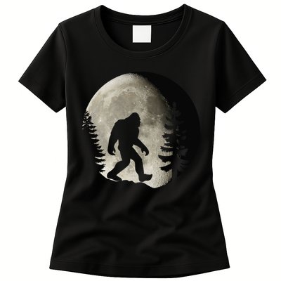 Bigfoot, Sasquatch, Yeti, Moon Womens T-Shirt