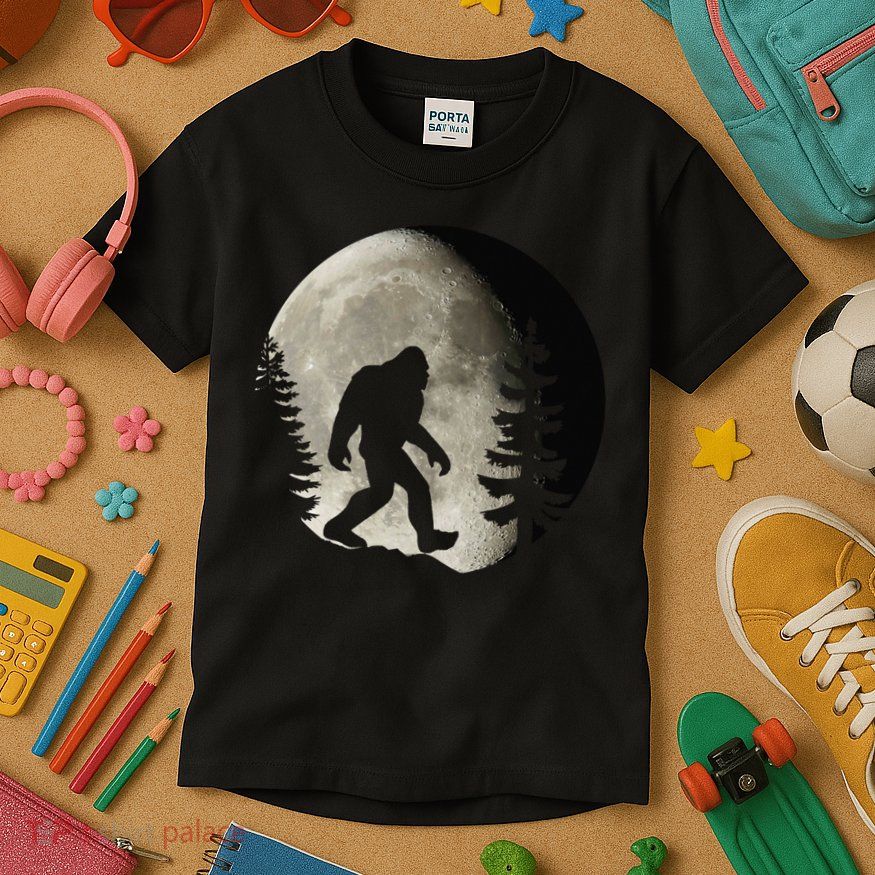 Bigfoot, Sasquatch, Yeti, Moon Kids T-Shirt