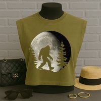 Bigfoot, Sasquatch, Yeti, Moon Garment-Dyed Women's Muscle Tee