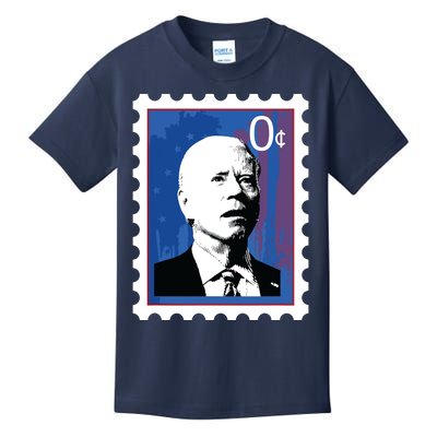 Biden Stamp Zero Sense Funny Joe 0 Cents President Kids T-Shirt