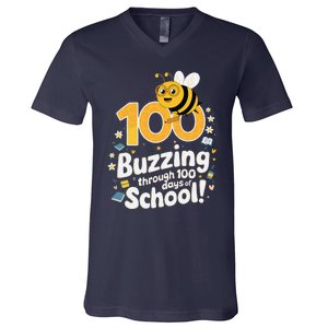 Buzzing Through 100 Days Of School Celebration Classroom V-Neck T-Shirt