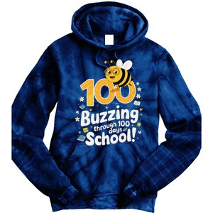 Buzzing Through 100 Days Of School Celebration Classroom Tie Dye Hoodie