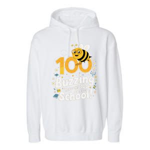 Buzzing Through 100 Days Of School Celebration Classroom Garment-Dyed Fleece Hoodie