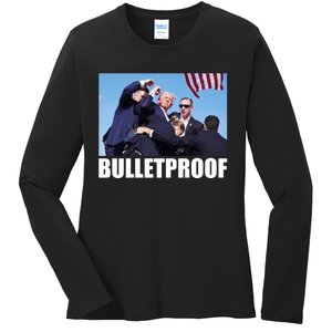 Bulletproof Trump 2024 Take America Back Pennsylvania Rally Ladies Long Sleeve Shirt