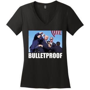 Bulletproof Trump 2024 Take America Back Pennsylvania Rally Women's V-Neck T-Shirt