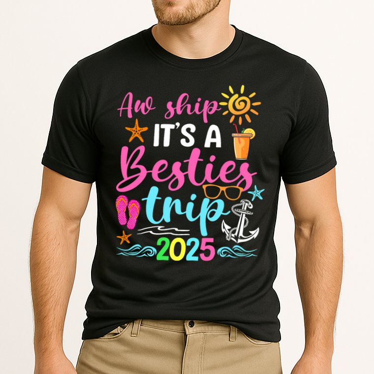 Besties Trip 2025 Friend Cruise Trip Summer Vacation Cooling Performance Crew T-Shirt